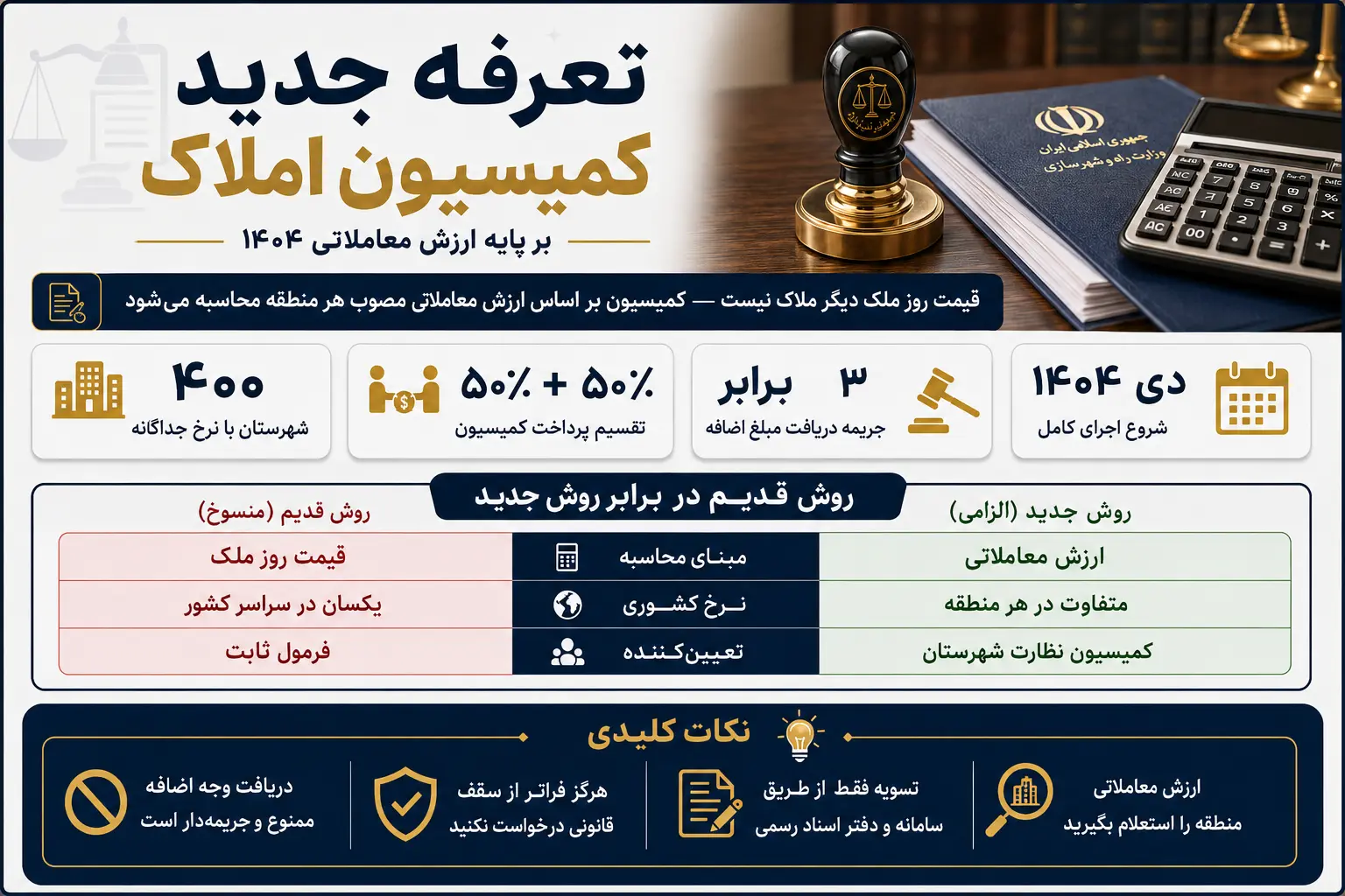 تعرفه کمیسیون املاک بر پایه ارزش معاملاتی مناطق تغییر کرد